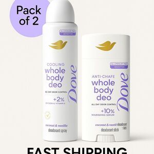 Dove Whole Body Deo Coconut & Vanilla 2 Piece Set Spray + Stick Aluminum Free